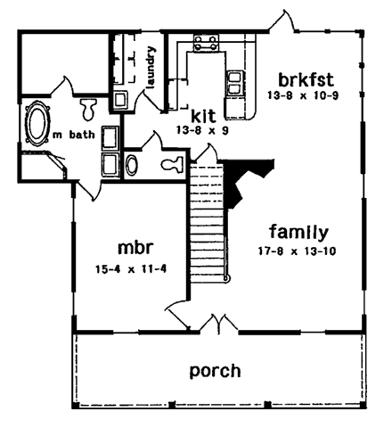 Country House Plan 97500 with 3 Beds, 3 Baths First Level Plan