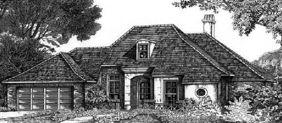 European, One-Story House Plan 97501 with 4 Beds, 3 Baths, 2 Car Garage Elevation