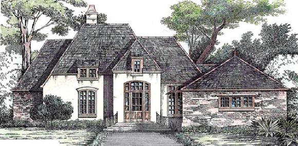 European, One-Story House Plan 97502 with 4 Beds, 3 Baths, 2 Car Garage Elevation
