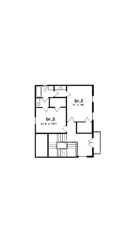 European, Mediterranean House Plan 97509 with 3 Beds, 4 Baths, 2 Car Garage Second Level Plan