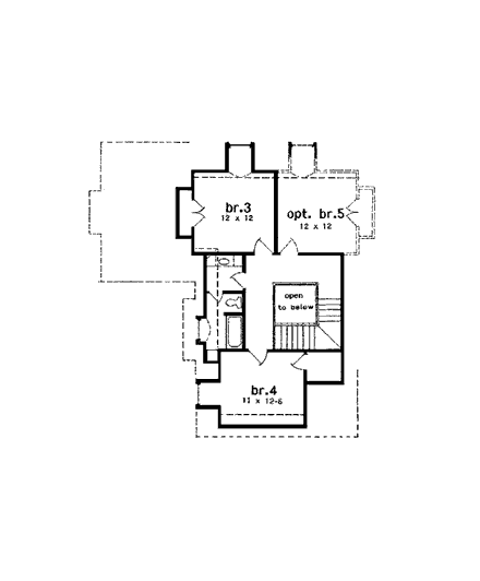 European House Plan 97512 with 4 Beds, 4 Baths, 2 Car Garage Second Level Plan