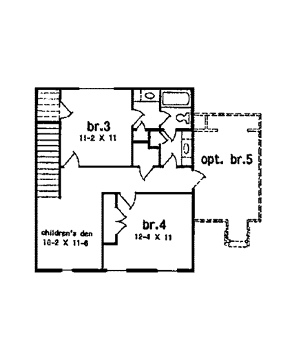 European House Plan 97522 with 4 Beds, 3 Baths, 2 Car Garage Second Level Plan