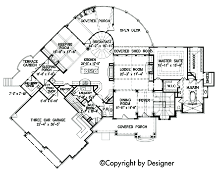 Cottage, Country, Craftsman, Southern House Plan 97600 with 4 Beds, 5 Baths, 3 Car Garage First Level Plan