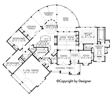 Cottage, Country, Craftsman, Southern, Traditional House Plan 97602 with 3 Beds, 3 Baths, 2 Car Garage First Level Plan