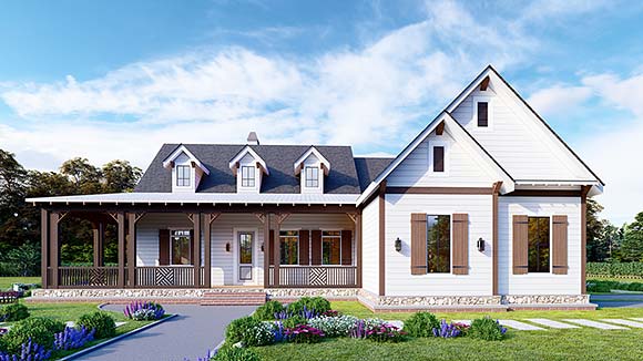 Country, Southern, Traditional House Plan 97606 with 3 Beds, 3 Baths, 2 Car Garage Elevation