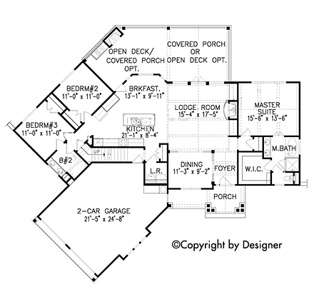 Craftsman, Ranch, Traditional House Plan 97608 with 3 Beds, 2 Baths, 2 Car Garage First Level Plan