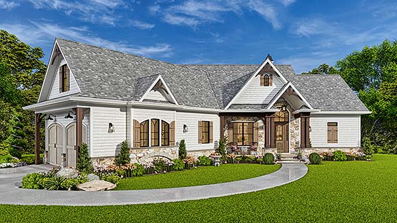 Cottage, Craftsman, European, New American, Southern, Traditional House Plan 97609 with 3 Beds, 3 Baths, 2 Car Garage Elevation