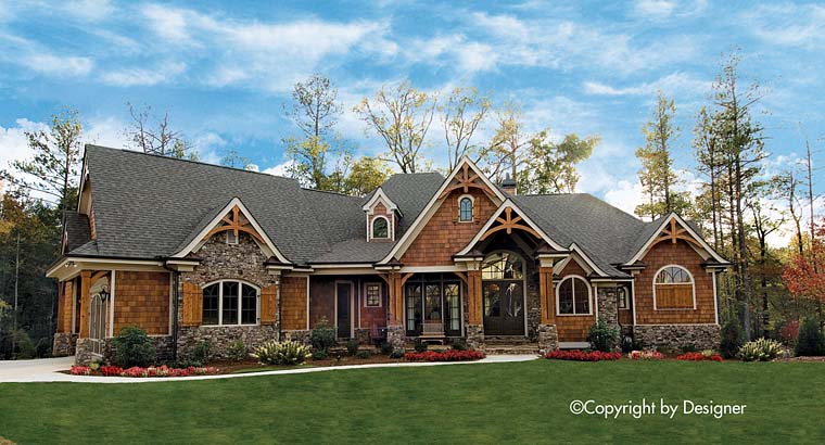 Country, Craftsman, Southern, Tudor Plan with 3126 Sq. Ft., 3 Bedrooms, 3 Bathrooms, 2 Car Garage Elevation