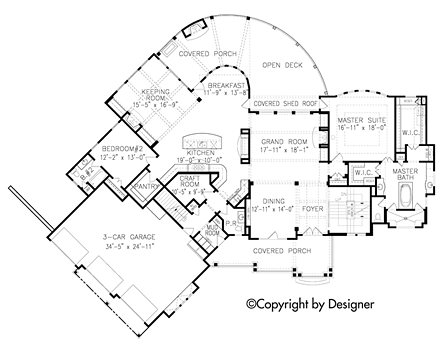 Country, Craftsman, Southern, Traditional House Plan 97614 with 6 Beds, 6 Baths, 3 Car Garage First Level Plan