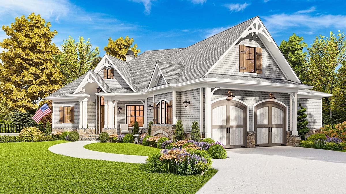 Cottage, Country, Craftsman, Southern, Traditional Plan with 1729 Sq. Ft., 3 Bedrooms, 2 Bathrooms, 2 Car Garage Picture 2