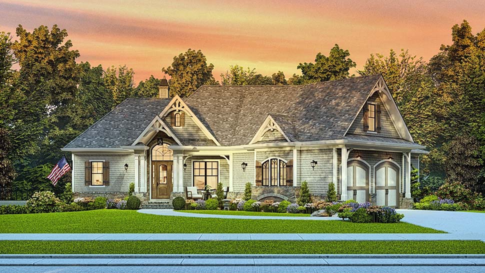 Cottage, Country, Craftsman, Southern, Traditional Plan with 1729 Sq. Ft., 3 Bedrooms, 2 Bathrooms, 2 Car Garage Picture 7