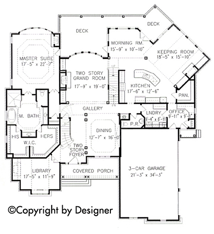 Traditional House Plan 97626 with 5 Beds, 5 Baths, 3 Car Garage First Level Plan