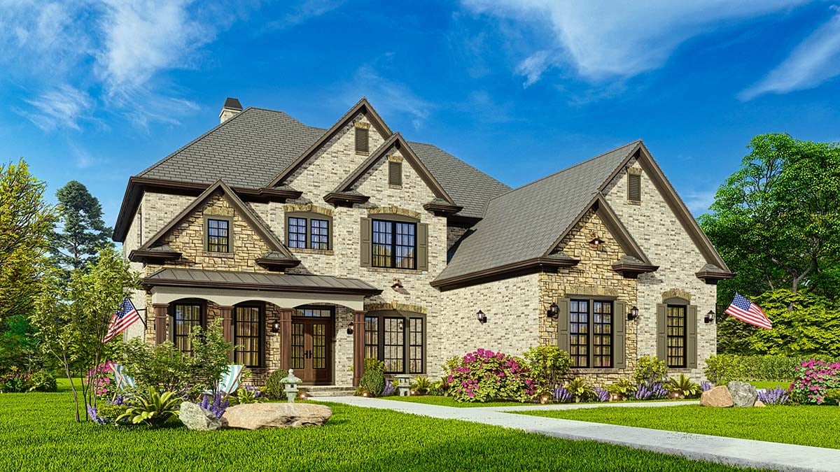 Country, European, Southern, Traditional Plan with 3338 Sq. Ft., 5 Bedrooms, 4 Bathrooms, 3 Car Garage Picture 3