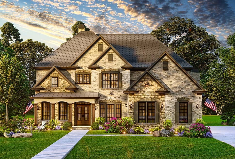 Country, European, Southern, Traditional Plan with 3338 Sq. Ft., 5 Bedrooms, 4 Bathrooms, 3 Car Garage Picture 22