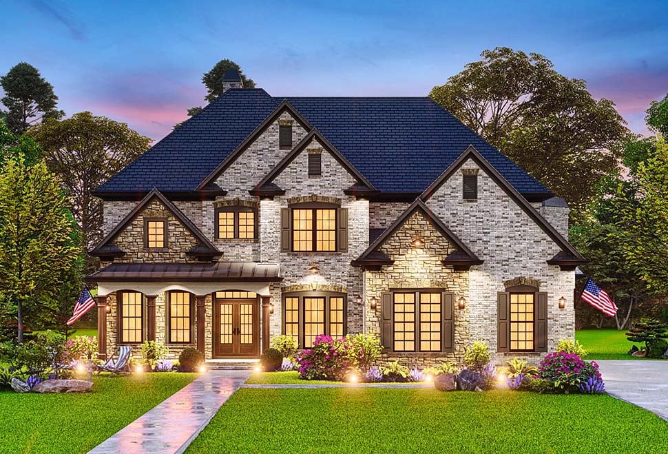 Country, European, Southern, Traditional Plan with 3338 Sq. Ft., 5 Bedrooms, 4 Bathrooms, 3 Car Garage Picture 21