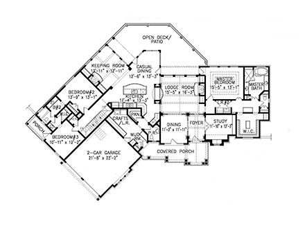Cottage, Country, Craftsman, Traditional House Plan 97630 with 3 Beds, 3 Baths, 2 Car Garage First Level Plan