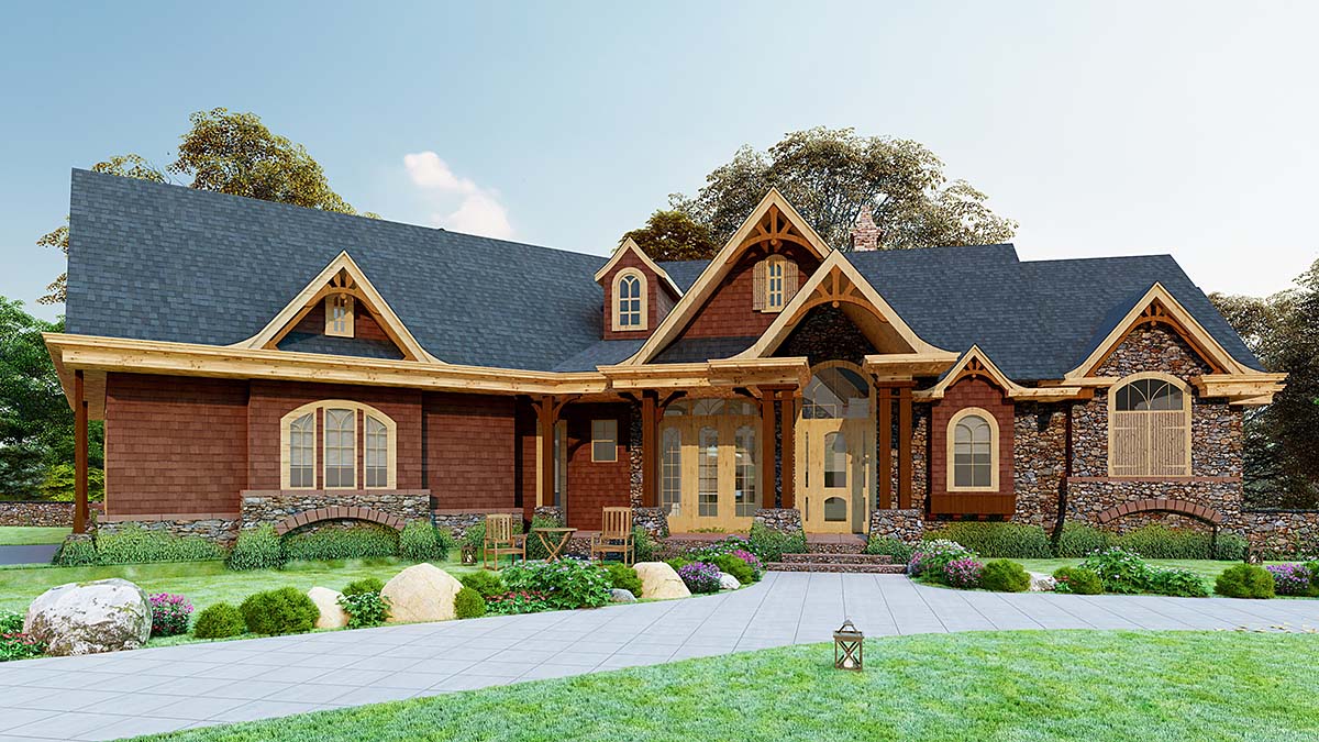 Cottage, Country, Craftsman, Traditional Plan with 2707 Sq. Ft., 3 Bedrooms, 3 Bathrooms, 2 Car Garage Elevation