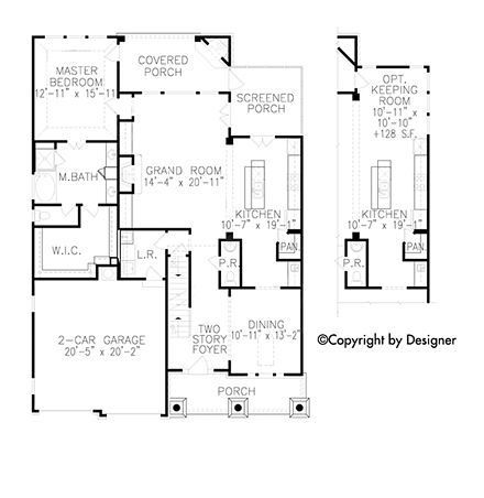 New American, Southern, Traditional, Tudor House Plan 97633 with 3 Beds, 4 Baths First Level Plan