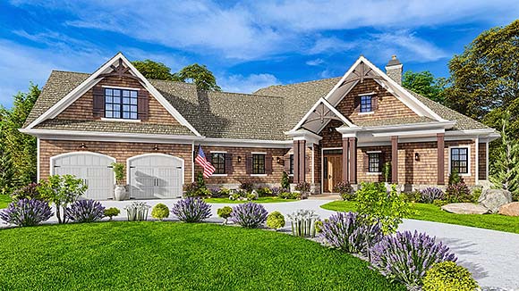 Country, Craftsman, Ranch House Plan 97639 with 3 Beds, 3 Baths, 2 Car Garage Elevation