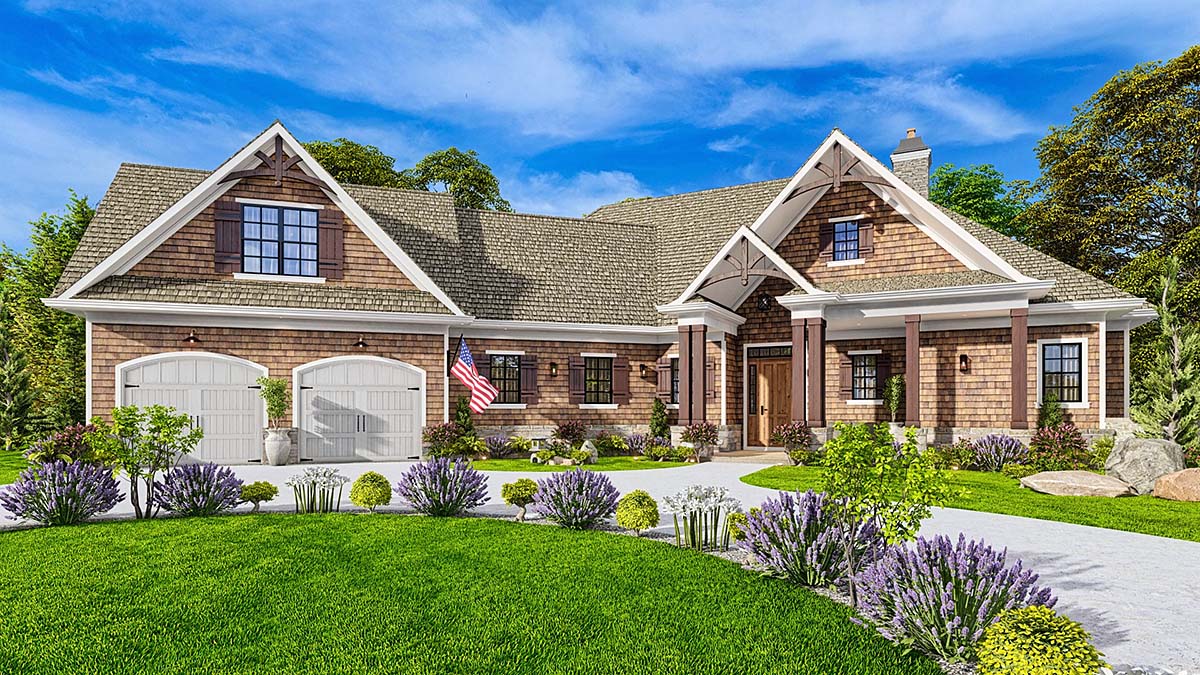 Country, Craftsman, Ranch Plan with 2243 Sq. Ft., 3 Bedrooms, 3 Bathrooms, 2 Car Garage Elevation