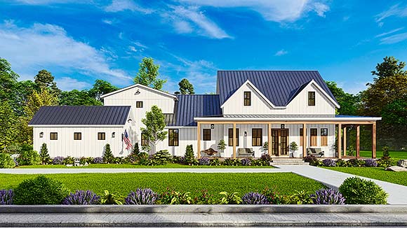 Country, Farmhouse, New American, Southern House Plan 97642 with 3 Beds, 3 Baths, 3 Car Garage Elevation