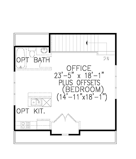 Cabin, Cottage, Craftsman 2 Car Garage Apartment Plan 97643 with 1 Beds, 1 Baths Second Level Plan