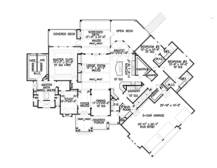 Cottage, Country, Craftsman, Southern House Plan 97644 with 5 Beds, 6 Baths, 3 Car Garage First Level Plan