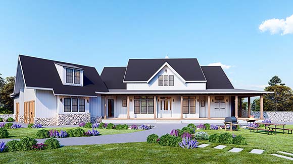 Country, Farmhouse, Southern House Plan 97649 with 4 Beds, 5 Baths, 3 Car Garage Elevation