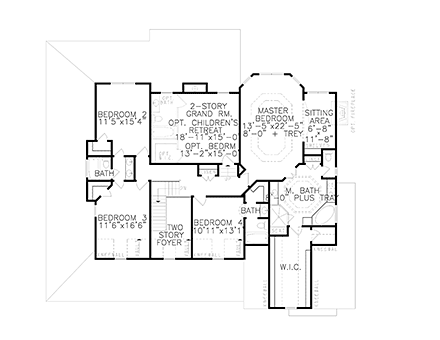 Country, Farmhouse, Ranch, Southern House Plan 97654 with 4 Beds, 5 Baths, 2 Car Garage Second Level Plan