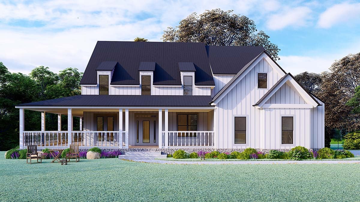Country, Farmhouse, Ranch, Southern House Plan 97654 with 4 Beds, 5 Baths, 2 Car Garage Elevation