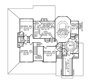 Country, Farmhouse, Ranch, Southern House Plan 97655 with 5 Beds, 4 Baths, 2 Car Garage Second Level Plan