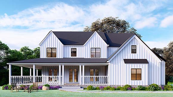 Country, Farmhouse, Ranch, Southern House Plan 97655 with 5 Beds, 4 Baths, 2 Car Garage Elevation