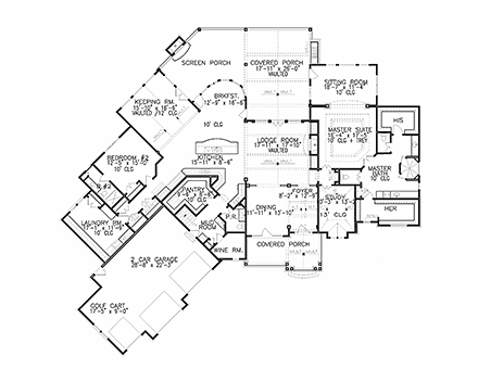 Cottage, Craftsman House Plan 97673 with 5 Beds, 6 Baths, 3 Car Garage First Level Plan