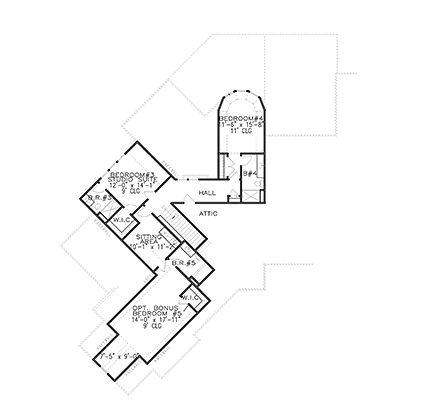 Cottage, Craftsman House Plan 97673 with 5 Beds, 6 Baths, 3 Car Garage Second Level Plan