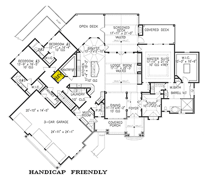 Cottage, Country, Craftsman, Southern House Plan 97674 with 3 Beds, 4 Baths, 3 Car Garage First Level Plan