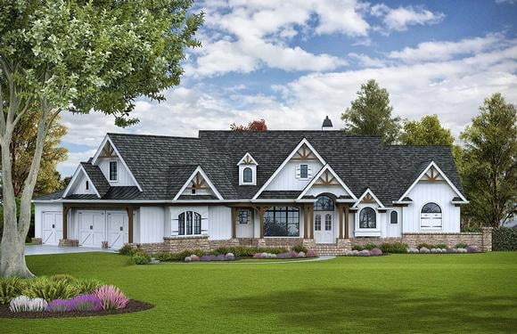 Cottage, Country, Craftsman, Southern House Plan 97674 with 3 Beds, 4 Baths, 3 Car Garage Elevation