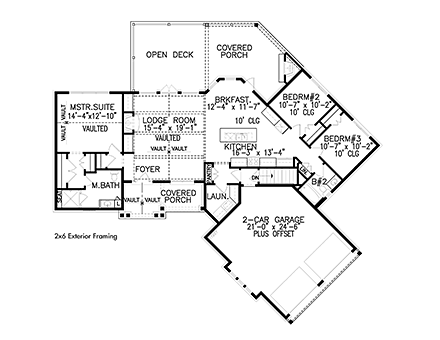 Craftsman, One-Story, Ranch House Plan 97675 with 3 Beds, 2 Baths, 2 Car Garage First Level Plan
