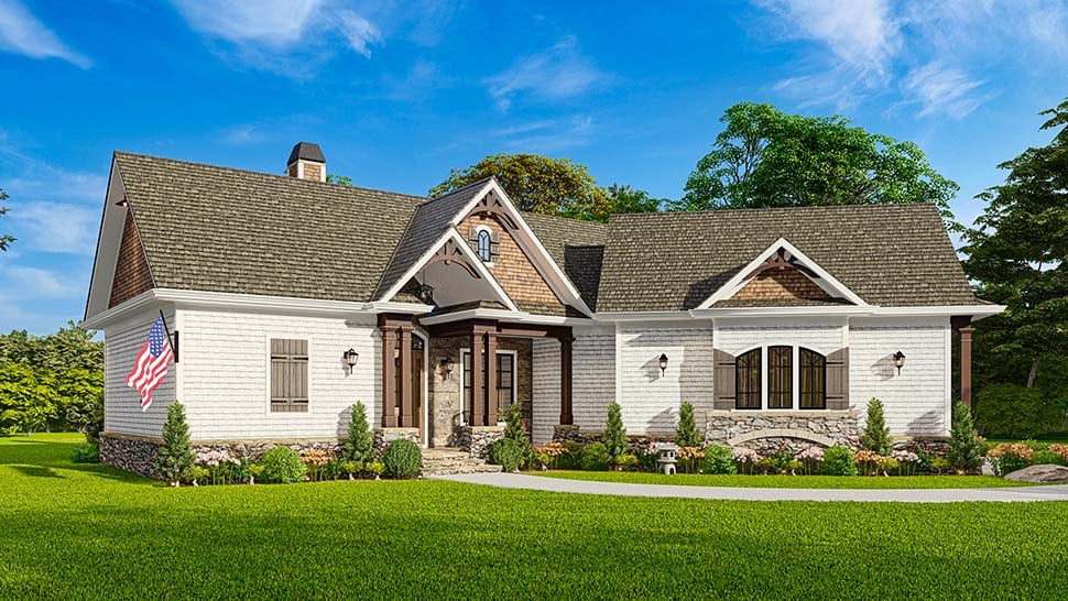 Craftsman, One-Story, Ranch Plan with 1561 Sq. Ft., 3 Bedrooms, 2 Bathrooms, 2 Car Garage Picture 4