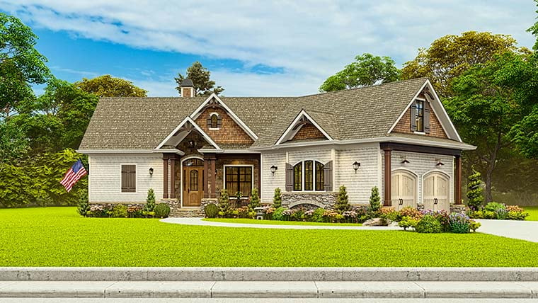Craftsman, One-Story, Ranch Plan with 1561 Sq. Ft., 3 Bedrooms, 2 Bathrooms, 2 Car Garage Picture 6