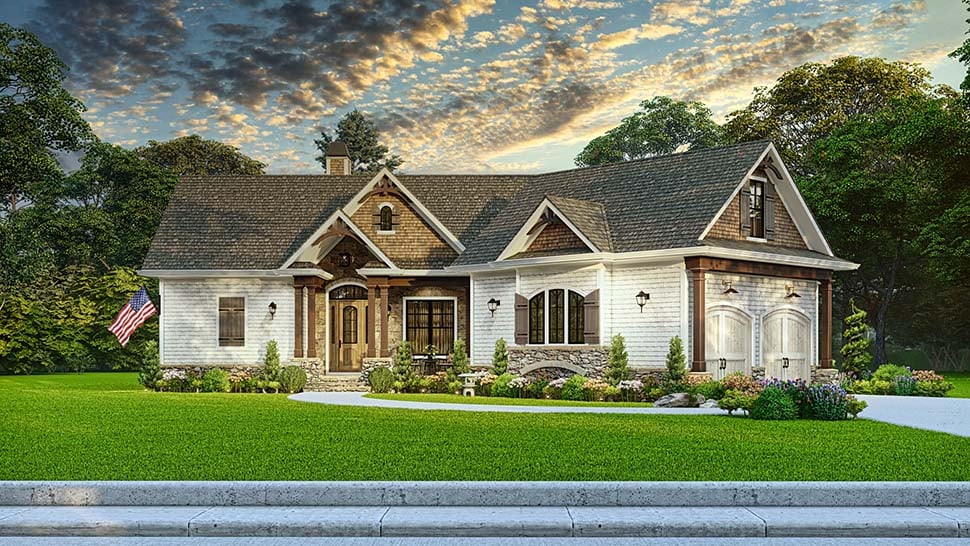 Craftsman, One-Story, Ranch Plan with 1561 Sq. Ft., 3 Bedrooms, 2 Bathrooms, 2 Car Garage Picture 7