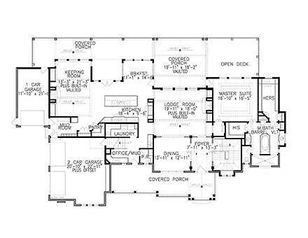 Country, Farmhouse, Southern House Plan 97677 with 4 Beds, 4 Baths, 3 Car Garage First Level Plan