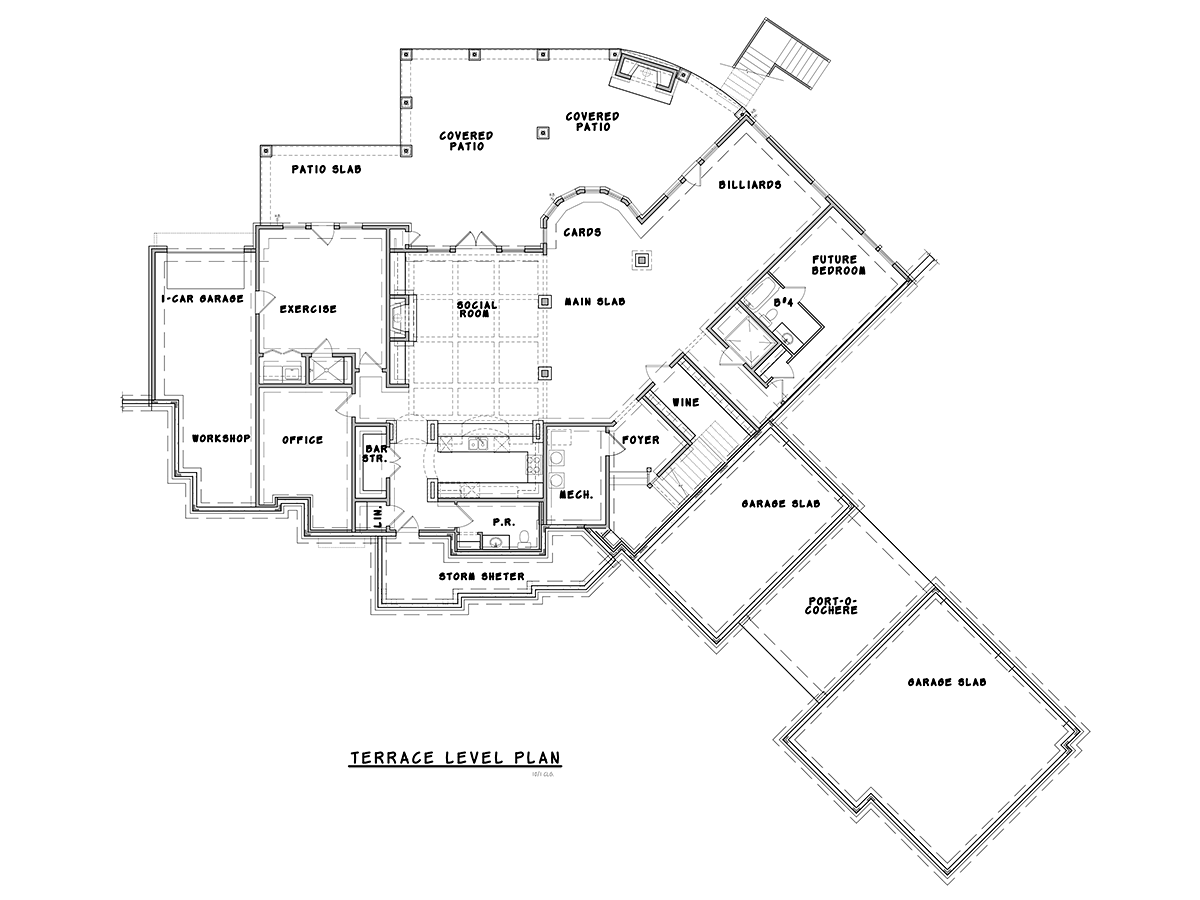 Craftsman, Ranch, Tuscan House Plan 97680 with 3 Beds, 4 Baths, 3 Car Garage Lower Level