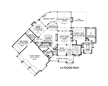 Country, Craftsman, Farmhouse, New American, Southern House Plan 97682 with 3 Beds, 5 Baths, 4 Car Garage First Level Plan