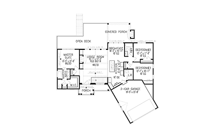 Cottage, Craftsman, One-Story House Plan 97683 with 3 Beds, 2 Baths, 2 Car Garage First Level Plan