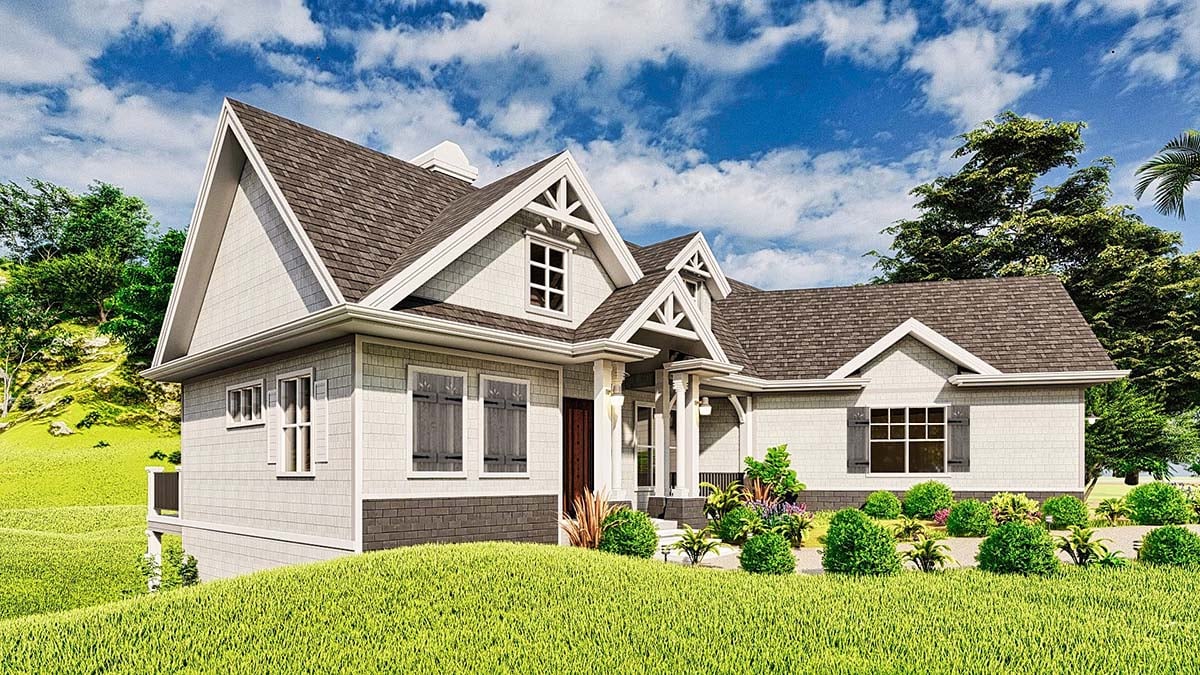 Cottage, Craftsman, One-Story Plan with 1459 Sq. Ft., 3 Bedrooms, 2 Bathrooms, 2 Car Garage Picture 3