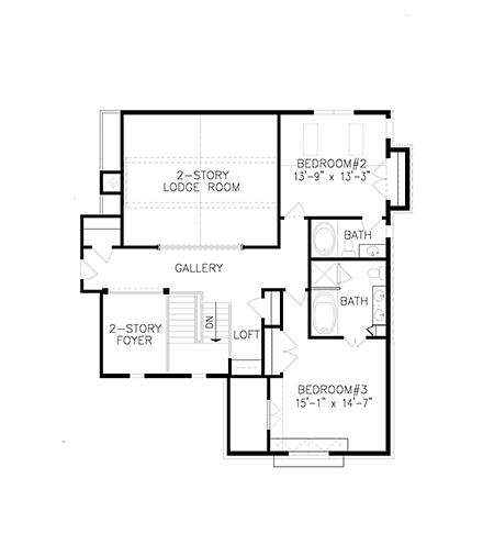 Country, Craftsman, Farmhouse, Southern House Plan 97686 with 3 Beds, 4 Baths, 1 Car Garage Second Level Plan