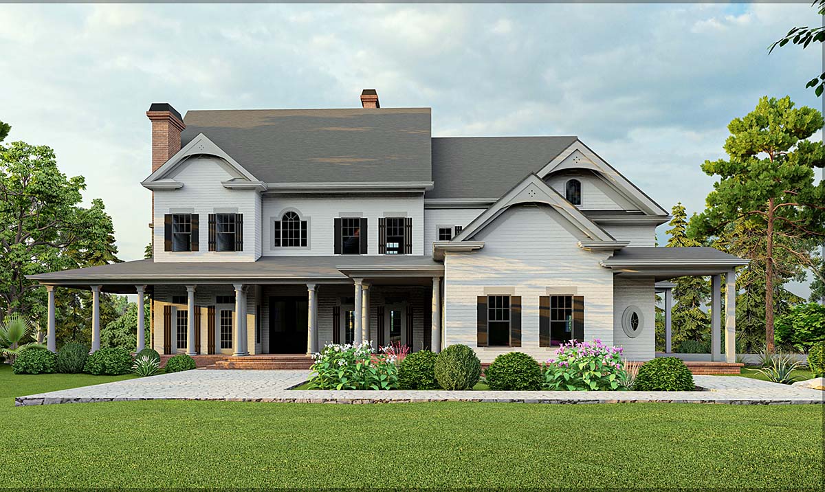 Country, Farmhouse, Southern, Traditional Plan with 5209 Sq. Ft., 5 Bedrooms, 6 Bathrooms, 3 Car Garage Elevation