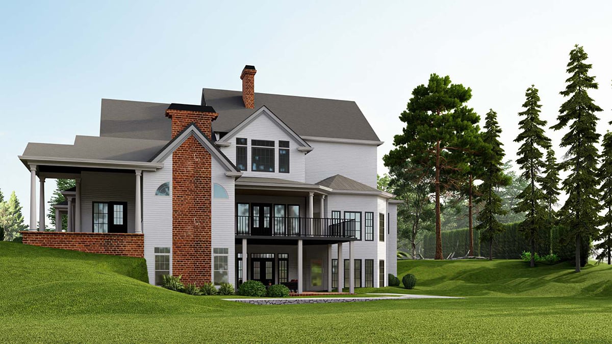 Country, Farmhouse, Southern, Traditional Plan with 5209 Sq. Ft., 5 Bedrooms, 6 Bathrooms, 3 Car Garage Rear Elevation