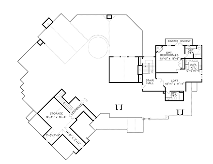 Craftsman, New American, One-Story, Ranch House Plan 97689 with 4 Beds, 4 Baths, 3 Car Garage Second Level Plan
