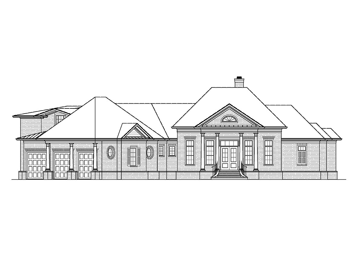 Ranch, Traditional Plan with 4218 Sq. Ft., 5 Bedrooms, 6 Bathrooms, 3 Car Garage Picture 2